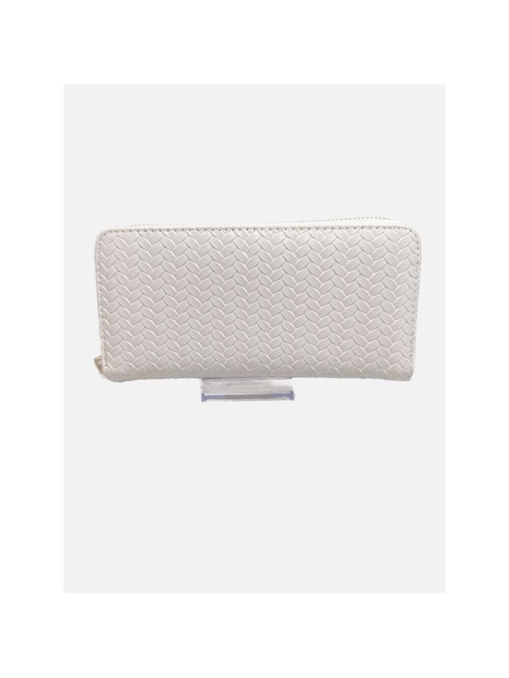 NWOT White Designer Zip Wallet – Luxe Textured Finish